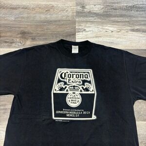 Vintage y2k‎ Delta Corona Beer 2000s Extra Black Mens L Glow In The Dark T-Shirt